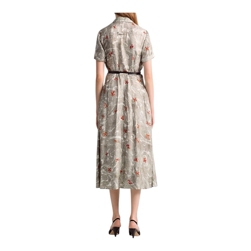 Altuzarra Kierra Gray and Orange Printed Midi Dress Size 10 (42) *** no belt - Picture 4 of 13